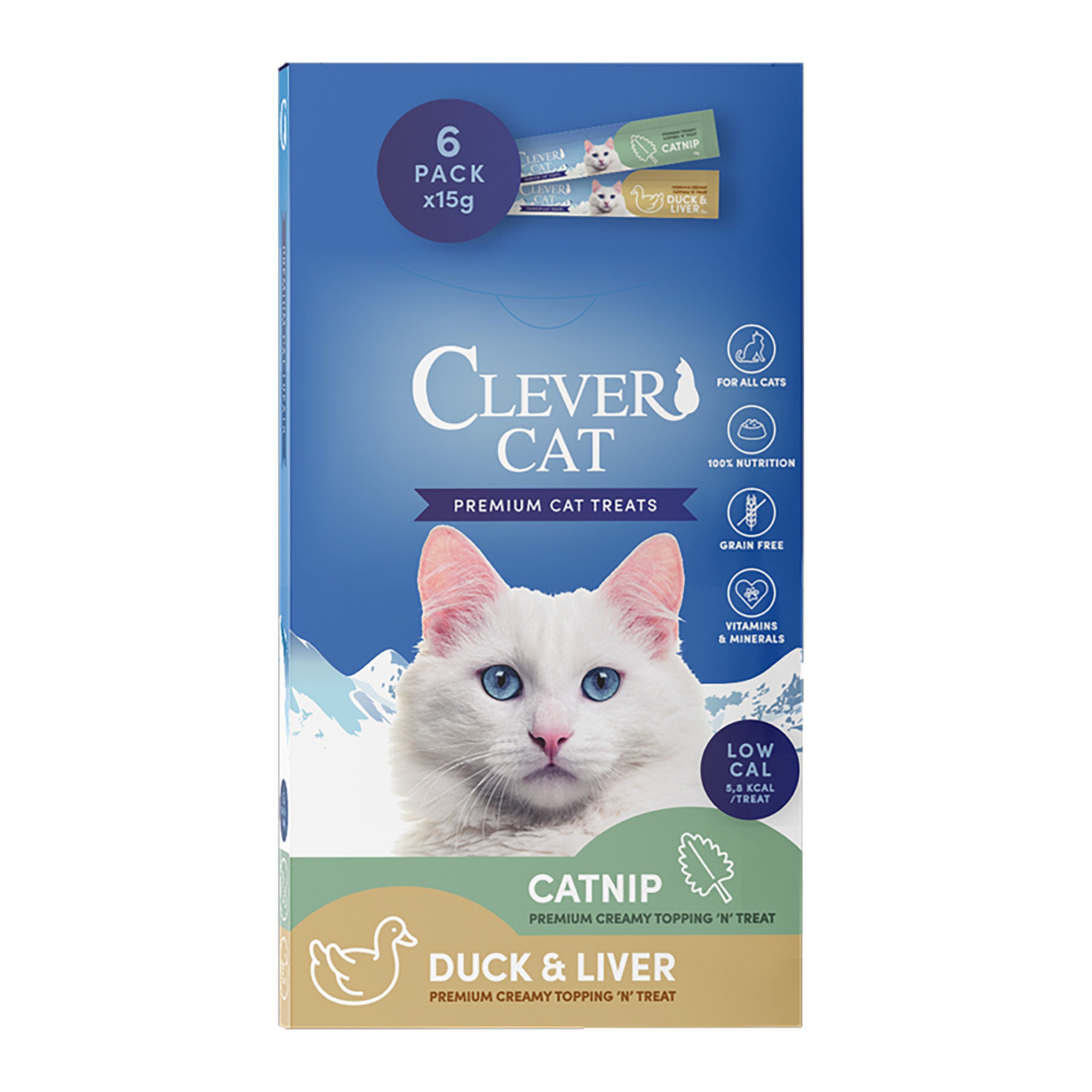 8064_CC_catnipduck_6Pack_transparant Clever Cat Creamy Cat 6-pack Catnip/Duck & Liver - Bild 1